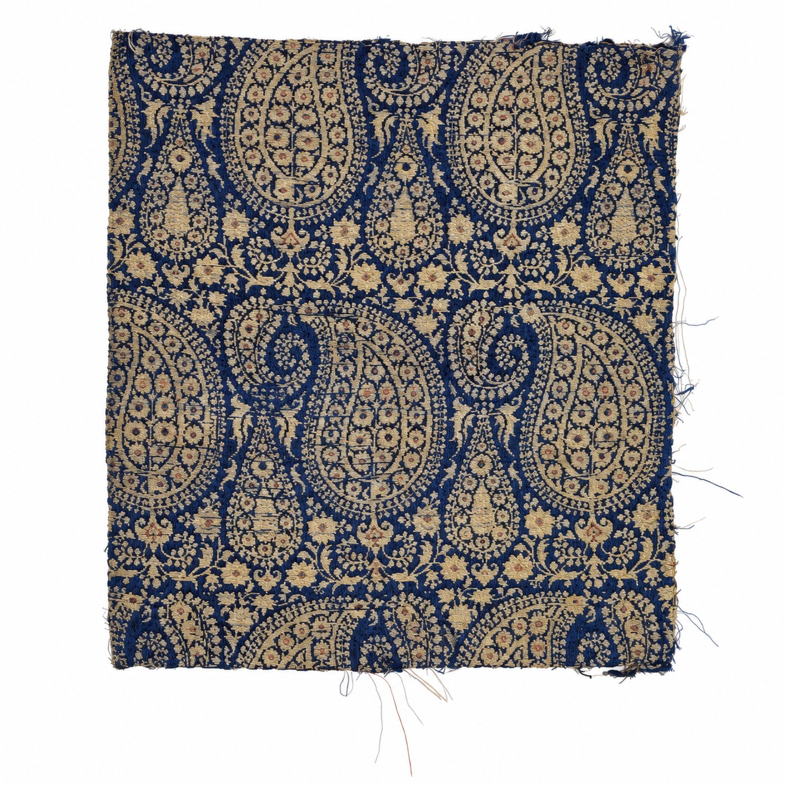 Antique Persian Qajar Silk and Metallic Brocade Textile Fragment