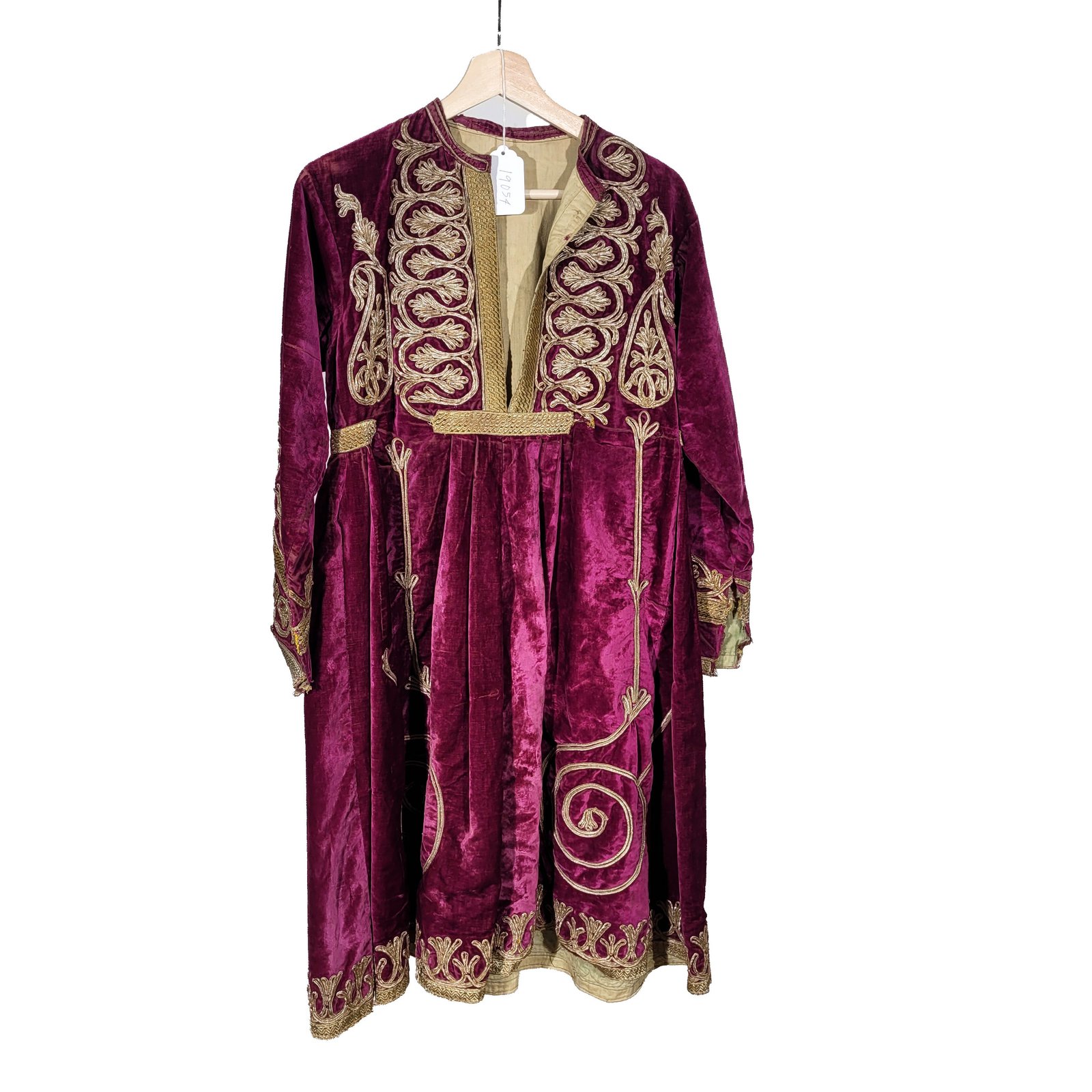 Antique Ottoman Balkan Velvet Entari with Gilt Embroidery